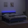 vidaXL Cama box spring c/ colch&atilde;o e LED 160x200 cm tecido azul