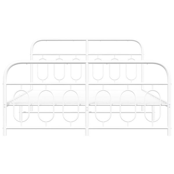 vidaXL Estrutura de cama com cabeceira e pés 140x190 cm metal branco