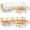 vidaXL 7 pcs conj. lounge jardim c/ almofad&otilde;es cor creme teca maci&ccedil;a