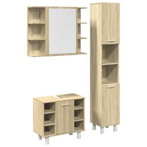 vidaXL 3 pcs conj. m&oacute;veis casa banho derivados madeira carvalho sonoma