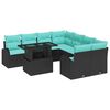 vidaXL Conjunto de Sof&aacute; de Jardim 9 unid. Preto