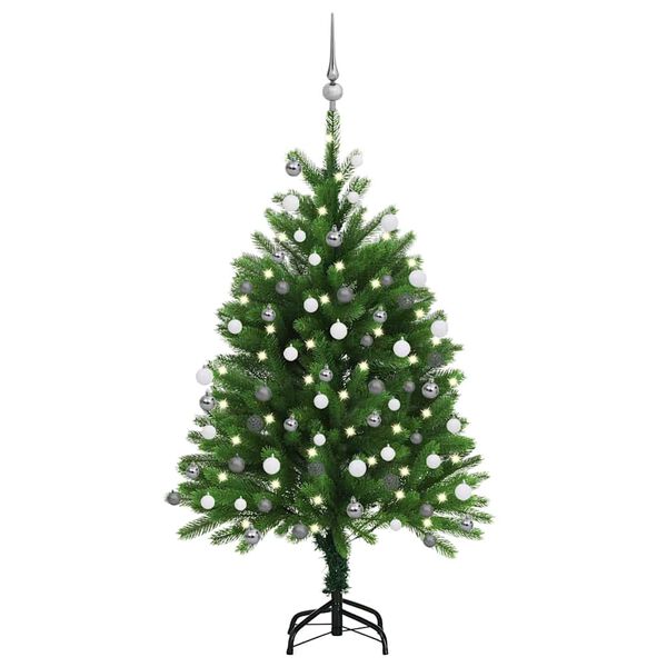 vidaXL &Aacute;rvore Natal artificial pr&eacute;-iluminada c/ bolas 120 cm verde