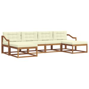 vidaXL Conjunto de Sof&aacute;s para Exterior 6 pcs Natural e Creme