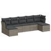 vidaXL 7 pcs conjunto sof&aacute;s p/ jardim c/ almofad&otilde;es vime PE cinzento