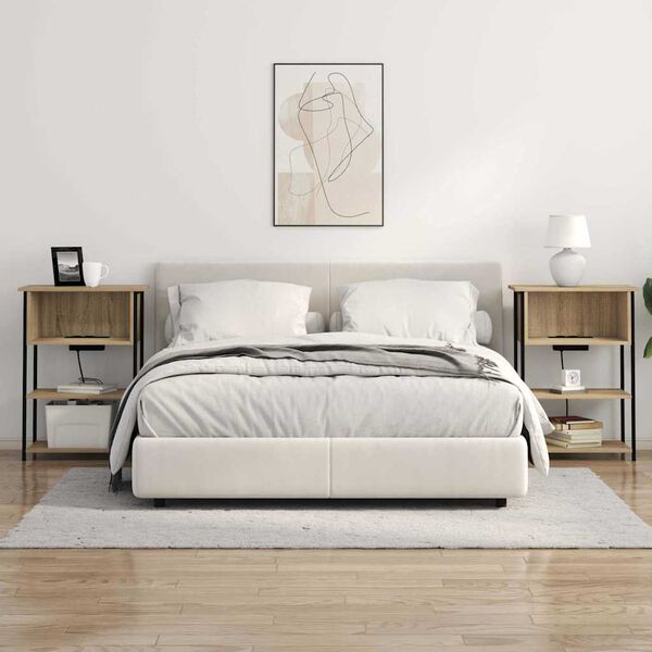 vidaXL Arm&aacute;rio de Cabeceira Carvalho Sonoma 55 x 31 x 76 cm