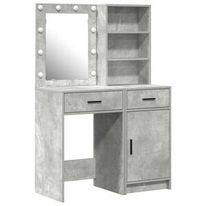 vidaXL Conjunto de Mesa de Maquiagem com LED com gaveta 2 pcs Cinzento