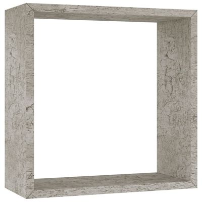 vidaXL Prateleiras de parede em forma de cubo 3 pcs cinzento cimento