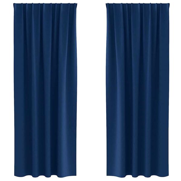 vidaXL Cortinas Blackout com Argolas 2 pcs Azul Escuro 260 x 140 cm