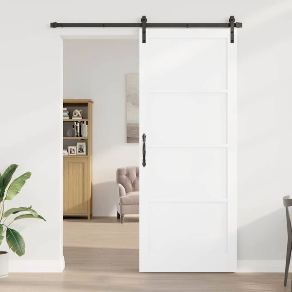 vidaXL Porta Deslizante Branco e Preto 93 x 232 cm