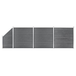vidaXL Painel veda&ccedil;&atilde;o WPC 3 quadrados + 1 inclinado 619x186cm cinzento