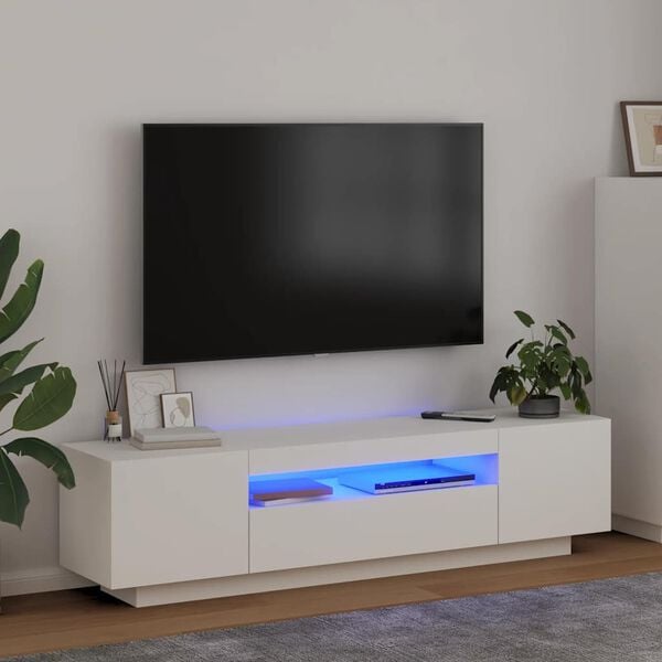 vidaXL M&oacute;vel de TV com luzes LED 160x35x40 cm branco