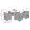 vidaXL 7 pcs conjunto de jantar p/ jardim c/ almofad&otilde;es vime PE preto