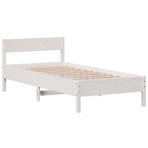 vidaXL Cama sem colch&atilde;o 90x200 cm madeira de pinho maci&ccedil;a branco
