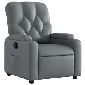 vidaXL Poltrona reclin&aacute;vel couro artificial cinzento