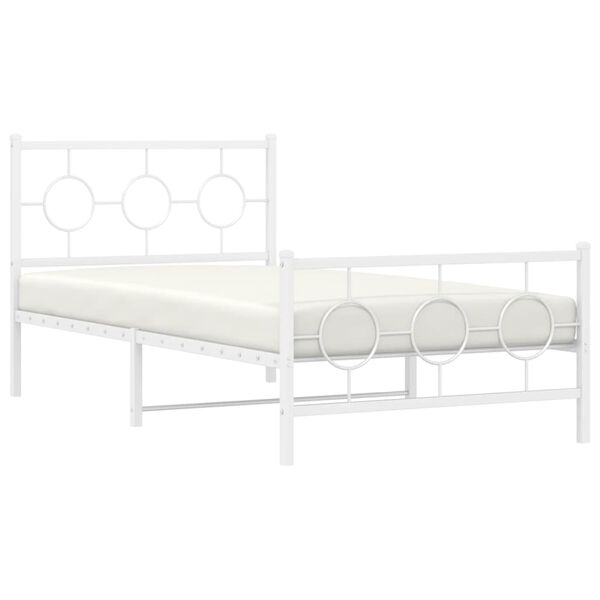 vidaXL Estrutura de cama com cabeceira e pés 100x190 cm metal branco
