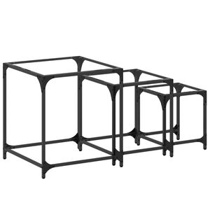 vidaXL Mesas de centro encastrar 3 pcs c/ tampo vidro transparente a&ccedil;o