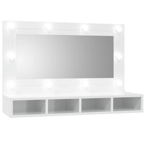 vidaXL Arm&aacute;rio espelhado com LED 90x31,5x62 cm branco brilhante