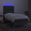 vidaXL Cama box spring c/ colch&atilde;o e LED 90x190 cm tecido cinza-escuro