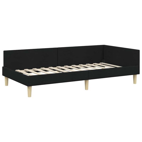 vidaXL Estrutura de Cama de Canto Preto 90 x 200 cm tecido