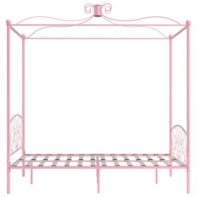 vidaXL Estrutura de cama com dossel 140x200 cm metal cor-de-rosa