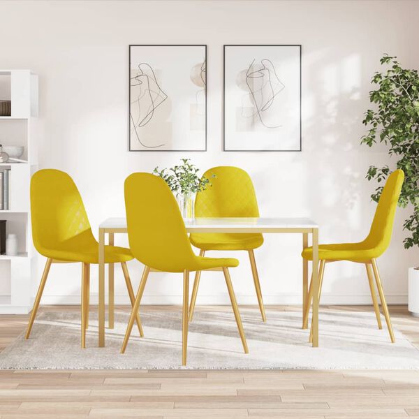 vidaXL Cadeiras de jantar 4 pcs veludo amarelo mostarda