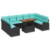 vidaXL Conjunto de Sof&aacute; de Jardim 10 unid. Preto Rattan Sint&eacute;tico