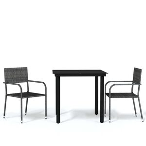 vidaXL 3 pcs conjunto de jantar para jardim cinzento
