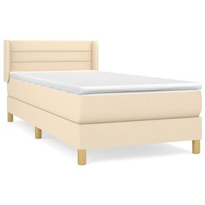 vidaXL Cama com molas/colch&atilde;o 90x190 cm tecido cor creme