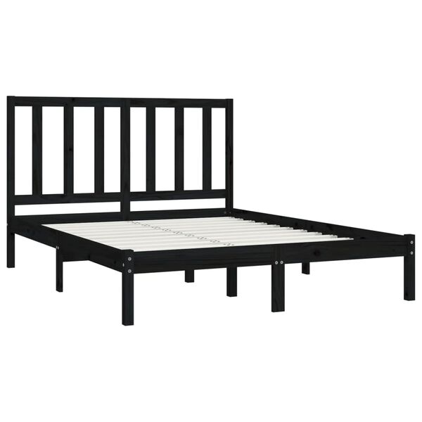 vidaXL Estrutura de cama 140x190 cm madeira de pinho maci&ccedil;a preto