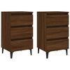 vidaXL Mesas cabeceiras pernas metal 2pcs 40x35x69cm carvalho castanho