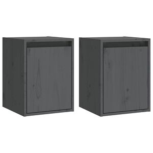 vidaXL Arm&aacute;rios de parede 2 pcs 30x30x40 cm pinho maci&ccedil;o cinza