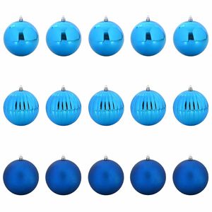 vidaXL Conjunto de Ornamenta&ccedil;&atilde;o de Natal XL 15 pcs Azul Pl&aacute;stico
