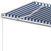 vidaXL Toldo retr&aacute;til autom&aacute;tico com postes 4,5x3 m azul e branco