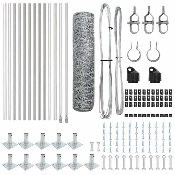 vidaXL Poste de Cerca Prateado 25 x 0,6 m (malha de 36 mm) A&ccedil;o