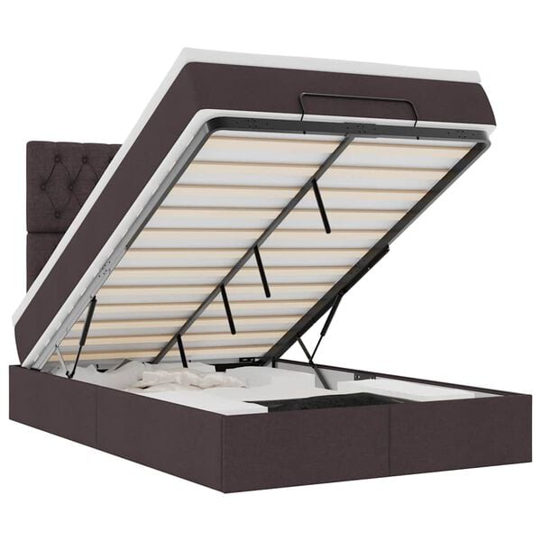 vidaXL Estrutura cama otomana colch&atilde;o 120x200cm tecido castanho escuro