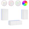 vidaXL 3 pcs m&oacute;veis de parede para TV com luzes LED branco