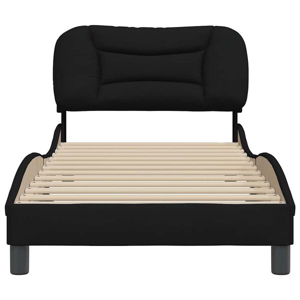 vidaXL Estrutura de cama sem colch&atilde;o Hvar 90x200 cm tecido preto
