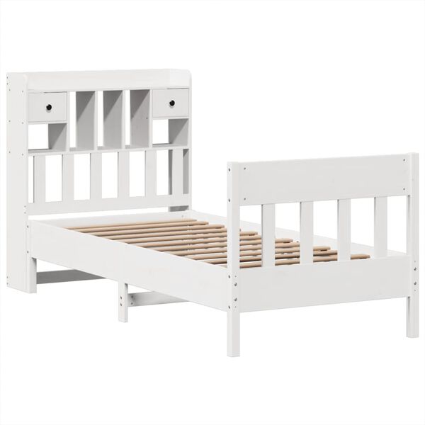 vidaXL Cama sem colch&atilde;o 90x200 cm madeira de pinho maci&ccedil;a branco