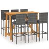 vidaXL 7 pcs conjunto de bar para jardim com almofad&otilde;es cinzento