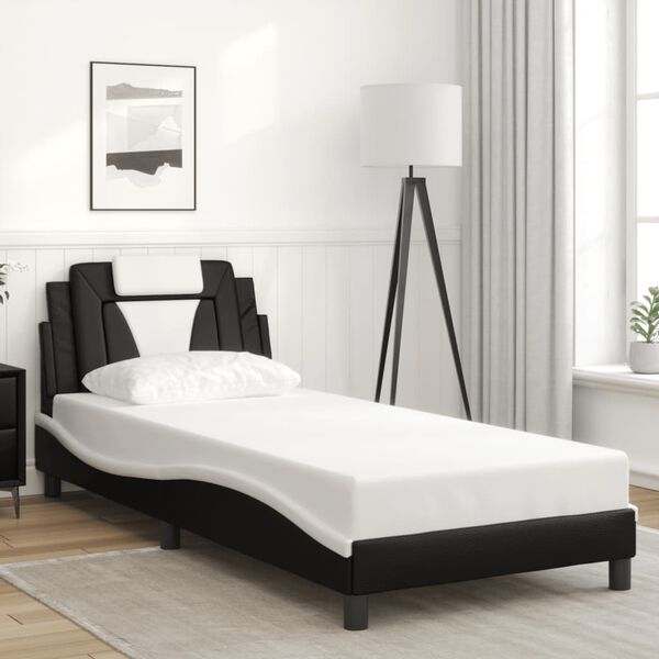 vidaXL Estrutura de cama Viana com LED sem colch&atilde;o 80x200cm preto/branco