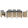 vidaXL Conjunto de Jantar para Jardim com almofada 9 pcs Bege vime PE