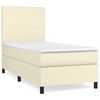 vidaXL Cama com molas/colch&atilde;o 90x190 cm couro artificial cor creme