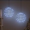 vidaXL Bola com 192 LEDs 2 pcs Branco frio 31,5 x 31,5 x 32 cm Metal