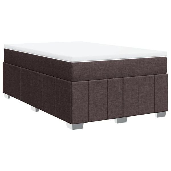 vidaXL Cama boxspring com colch&atilde;o 120x190 cm tecido castanho-escuro