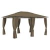 vidaXL Tenda de jardim com cortinas 4x3m 180 g/m&sup2; cinzento-acastanhado