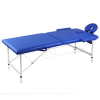 vidaXL Mesa massagem dobrável 2 zonas estrutura alumínio azul