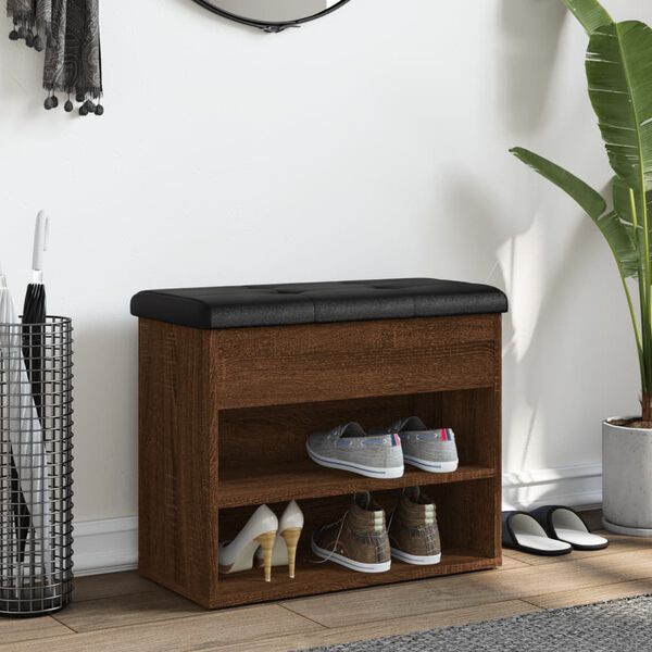 vidaXL Banco sapateira 62x32x50 cm derivados madeira carvalho castanho