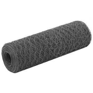 vidaXL Cerca arame galinheiro 25x0,5m a&ccedil;o c/ revestimento PVC cinzento