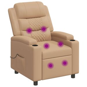 vidaXL Poltrona de massagem reclin&aacute;vel Cappuccino 75 x 93 x 98 cm