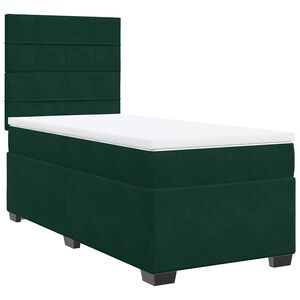 vidaXL Cama com molas/colch&atilde;o 90x190 cm veludo verde-escuro